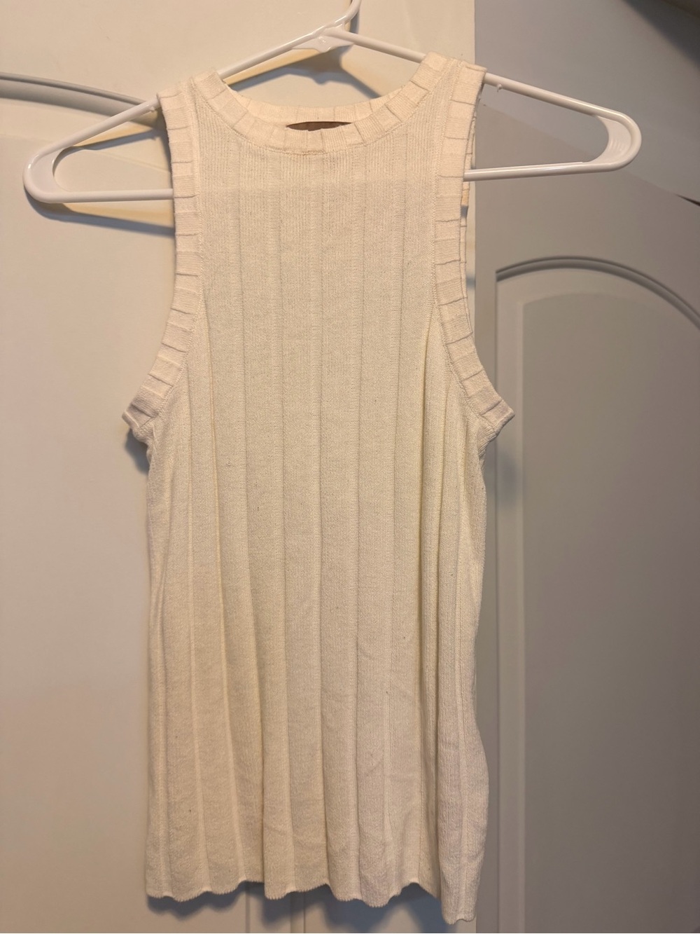 H&M Sleeveless Rib-Knit Tank Top in Cream